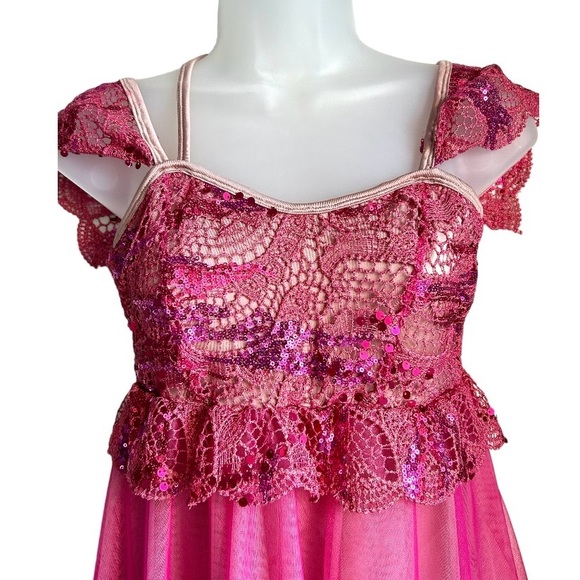 Curtain Call Pink Dress Lyrical Ballet Dance Costume Show Size Adult Medium - Picture 3 of 4